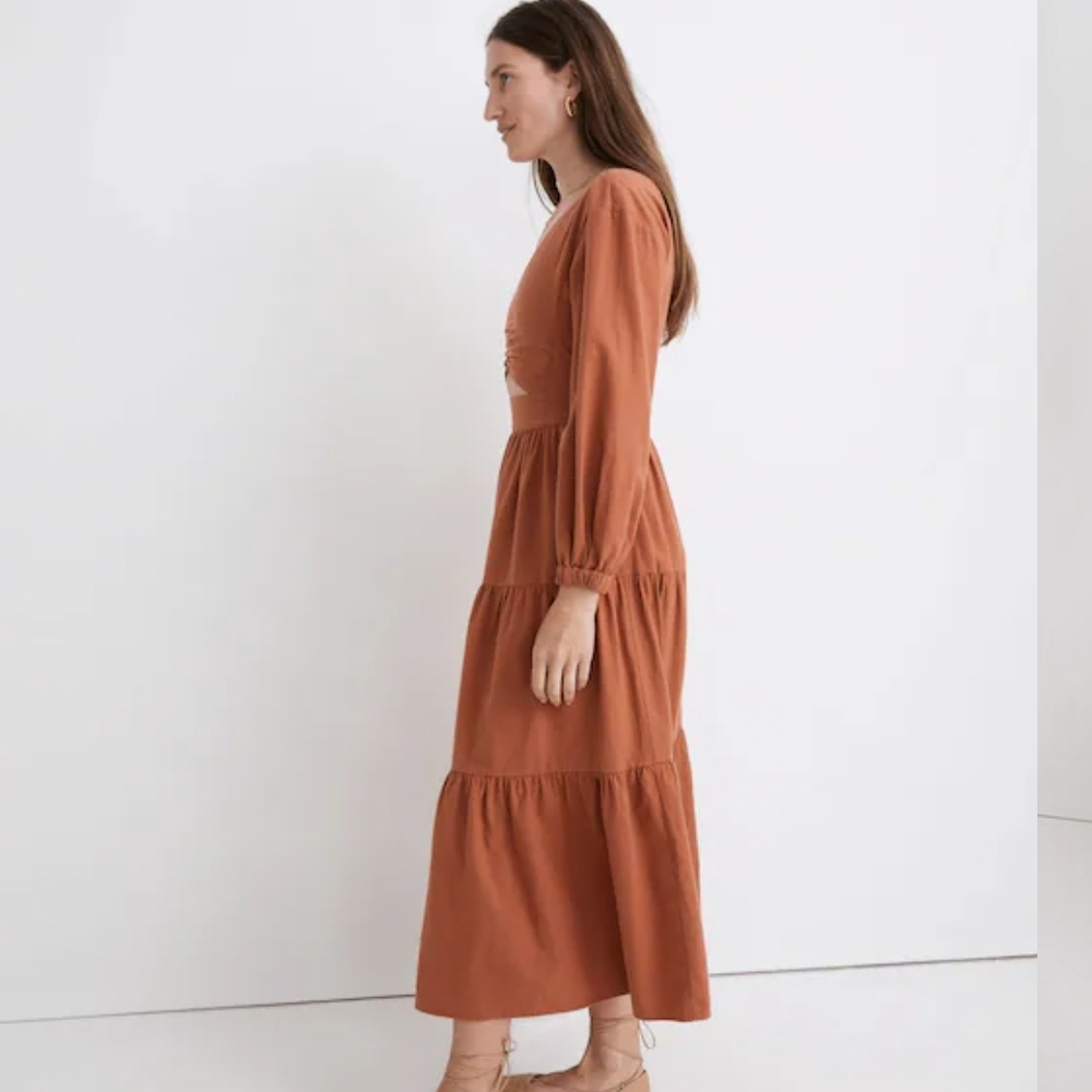 Madewell Crepe Cutout Midi Dress. - Picture 7 of 8